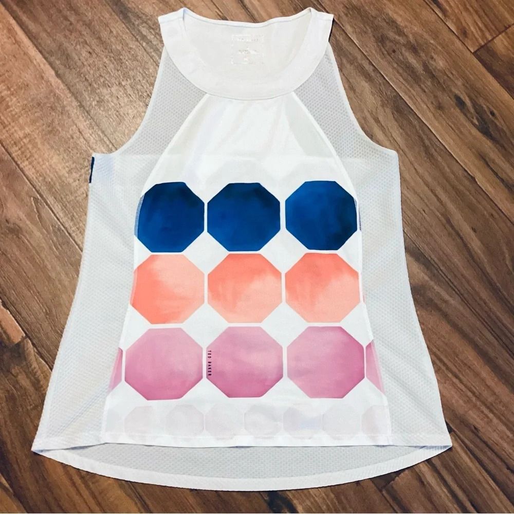 Ted Baker London Marina Mosaic Tank Vest‎ Top  mixed Media/ Waffle Knit Large